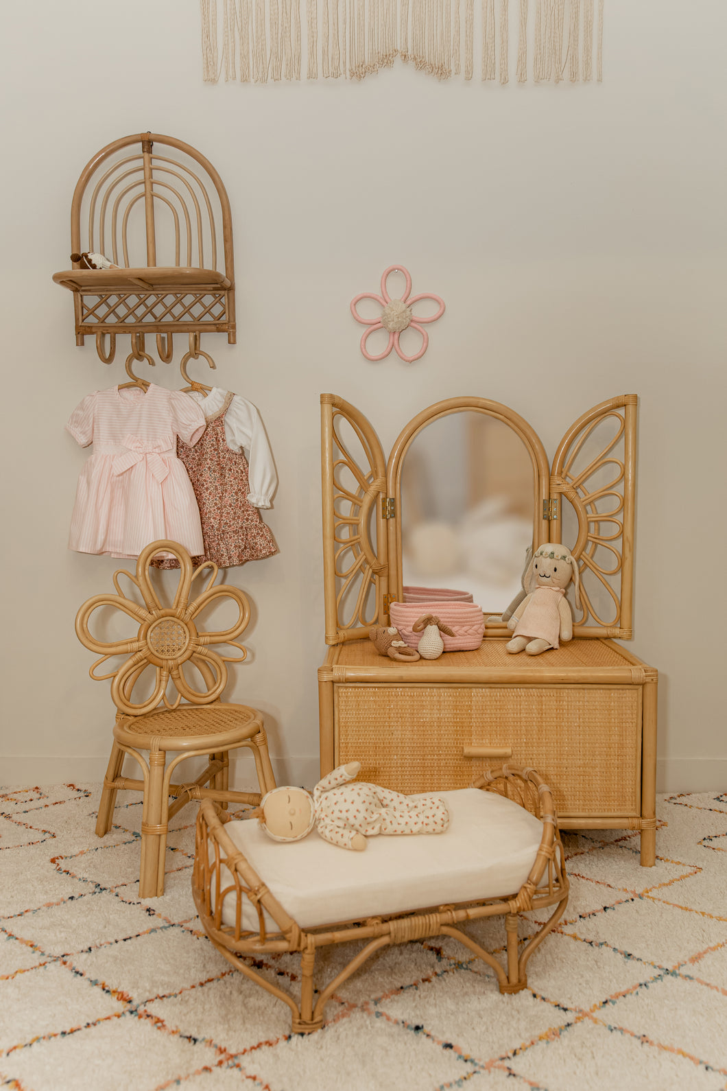 Natura Daisy Kids Rattan Vanity with Mirror